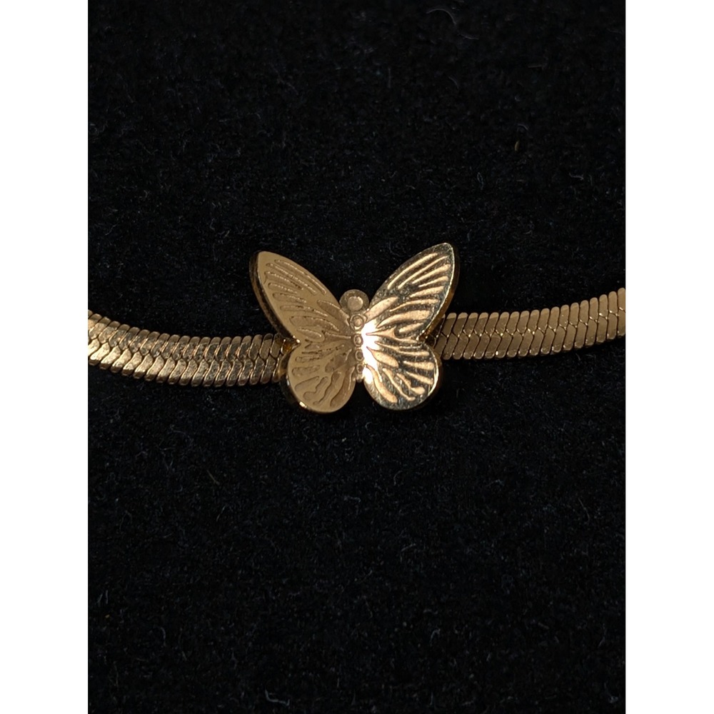 S and S Steel Rose Gold Tone Butterfly Herringbone Bracelet 8 Inch